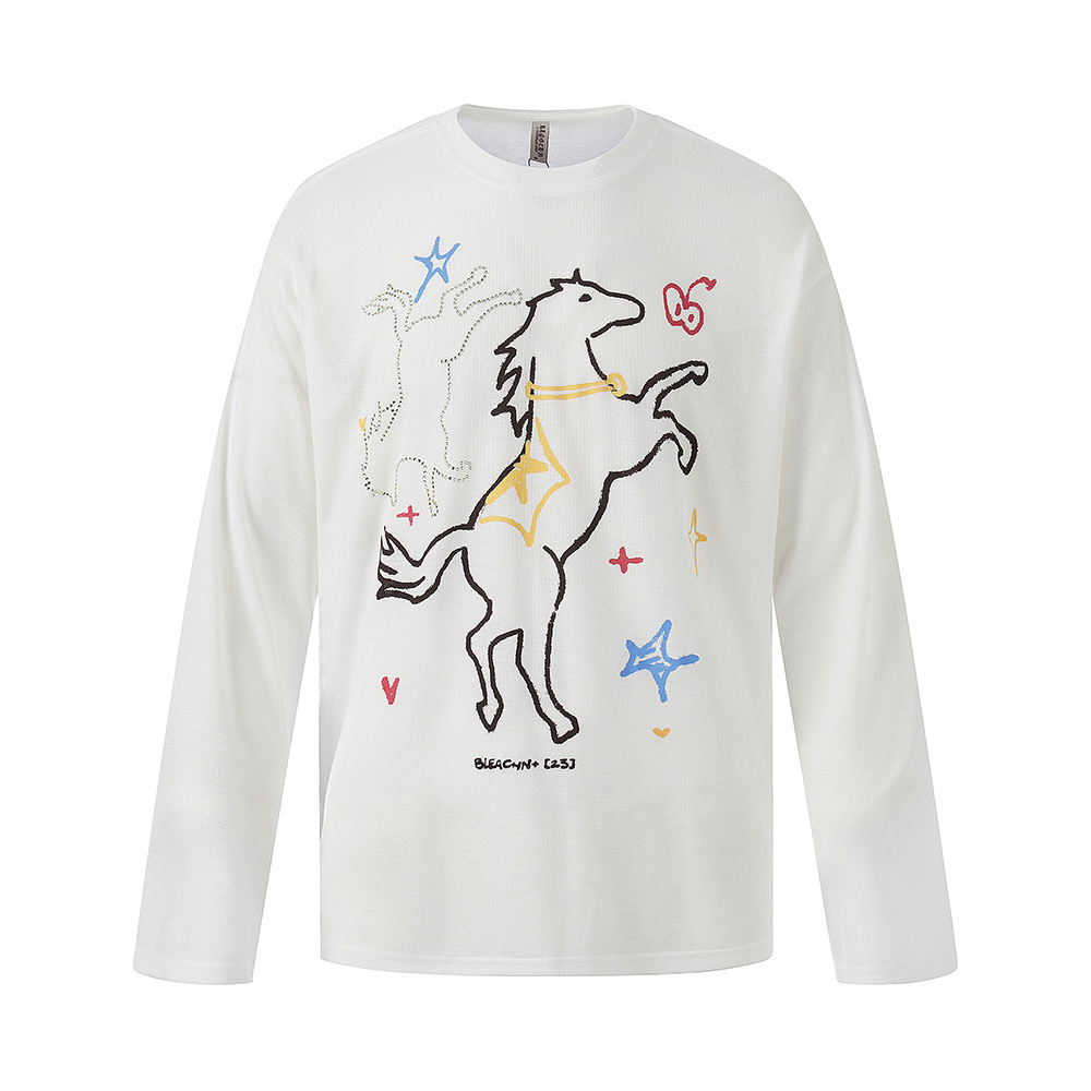 Camiseta de manga larga con estampado de caballo en relieve — imagen 1