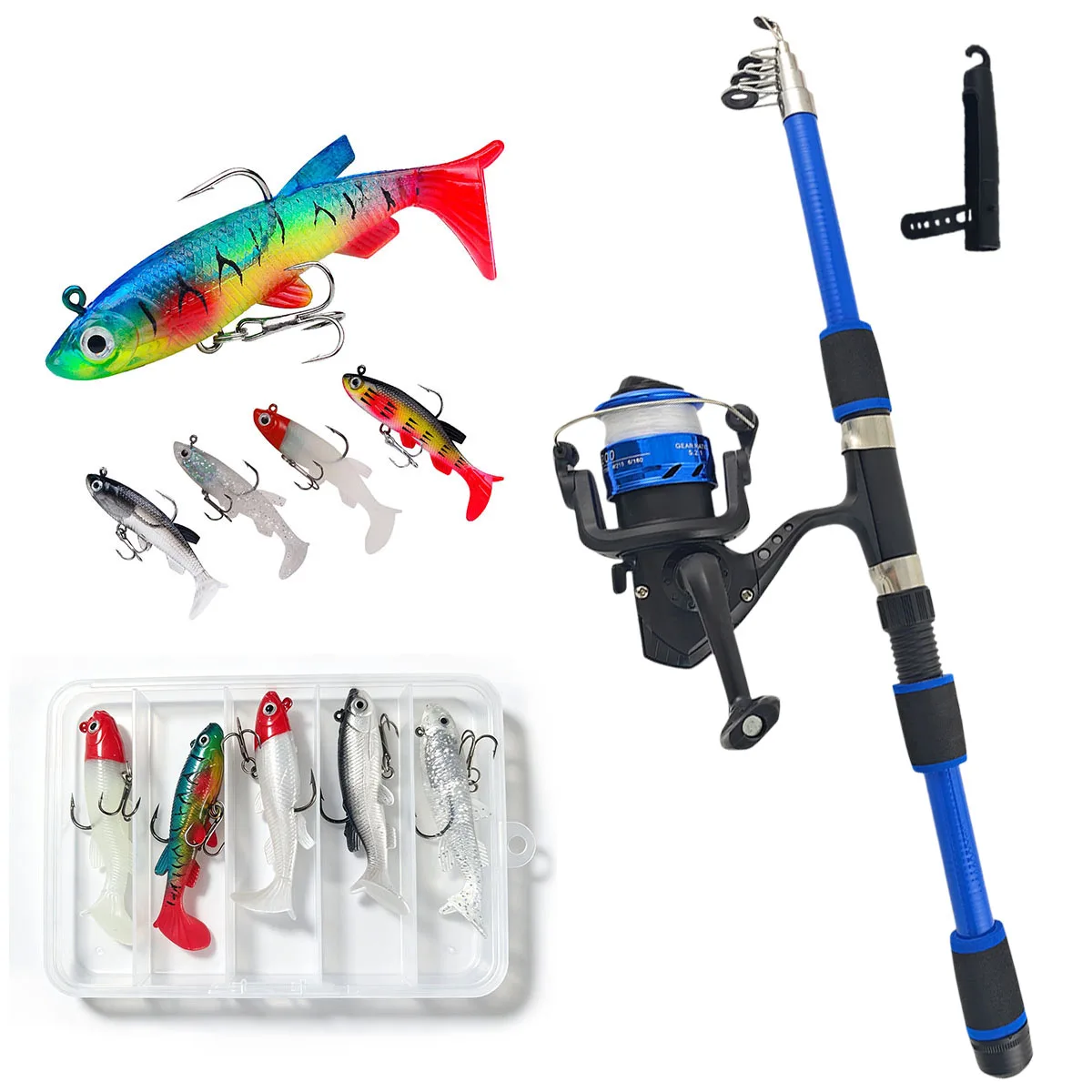Telescopic Fishing Rod Reel Combo with Swimbaits Tackle Kit Freshwater Saltwater Fishing Pole Beginner Fishing Kit — image 1
