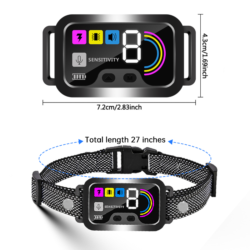 Smart Dog Bark Control Collar w/ Color Screen, Multi Stop Modes, 8-Level Sensitivity, IP67 Waterproof — image 9