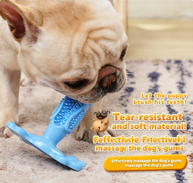 Pet Dog Toy Dental Brush Teeth Cleaning Elastic Rubber Chew Toy — image 3