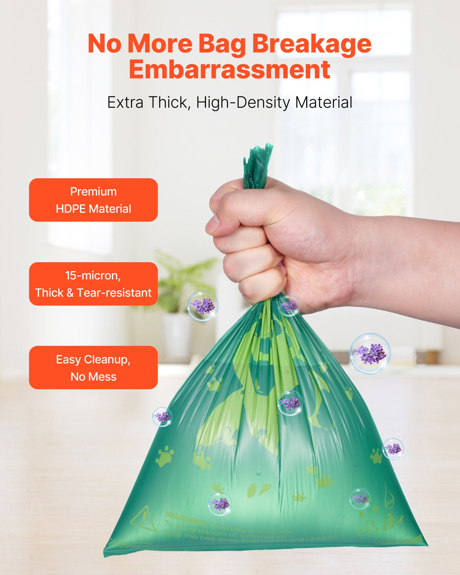 Bolsas de Limpieza para Excremento Canino Grosor Rollo de Repuesto 270PCS Aromatizadas con Lavanda Biodegradables — imagen 9