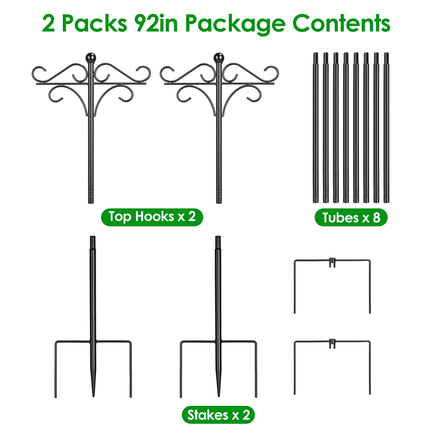 Paquete de 2 Ganchos Dobles Resistentes Tipo Cayado de Pastor, Poste Para Comederos de Aves, Soporte Colgante Para Jardín, Comederos, Plantas y Farolillos, Para Jardín y Patio Exterior — imagen 10