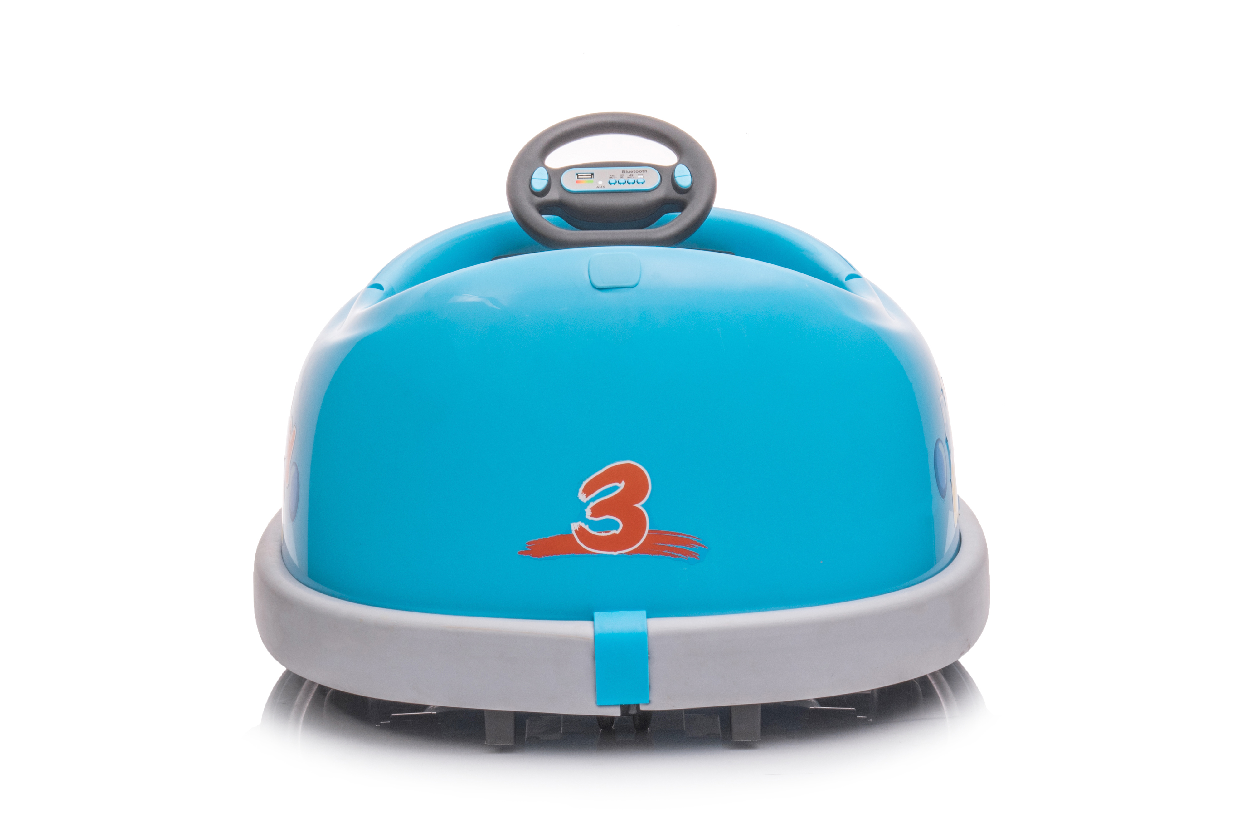 Coche de Choque para Niños, 12V Acción Dual Edad 1-6 Años Coche Eléctrico para Niños con Palanca Comida Placa USB BT Música Modo Caballo de Roca Protección contra Colisiones Coche de Carrera para Niños — imagen 4