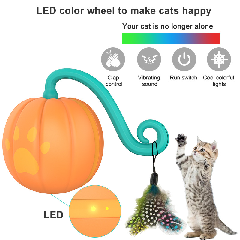 Pelota Inteligente de Apariencia de Calabaza para Gatos - Juguetes Electrónicos Mágicos — imagen 1