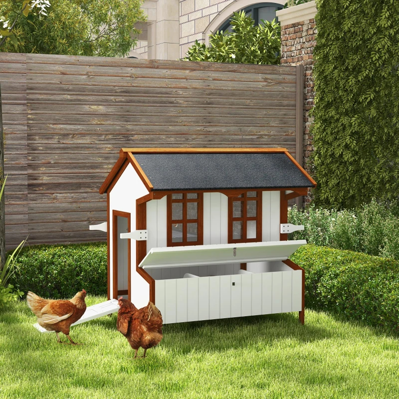 Gallinero de 47", Casa de Madera para Gallinas Elevada, Conejera con Techo Impermeable, Nido y Asas para 3-5 Gallinas, Jaula Portátil para Aves de Corral en el Patio — imagen 7