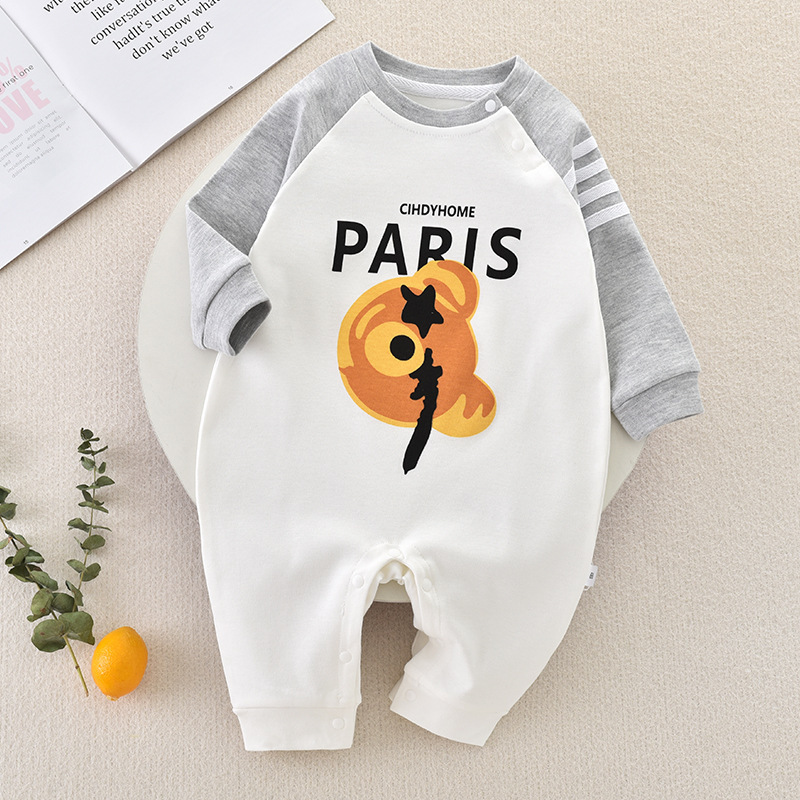 Fall Baby Romper for Boys and Girls, Cute Bear Print Outfit — image 3