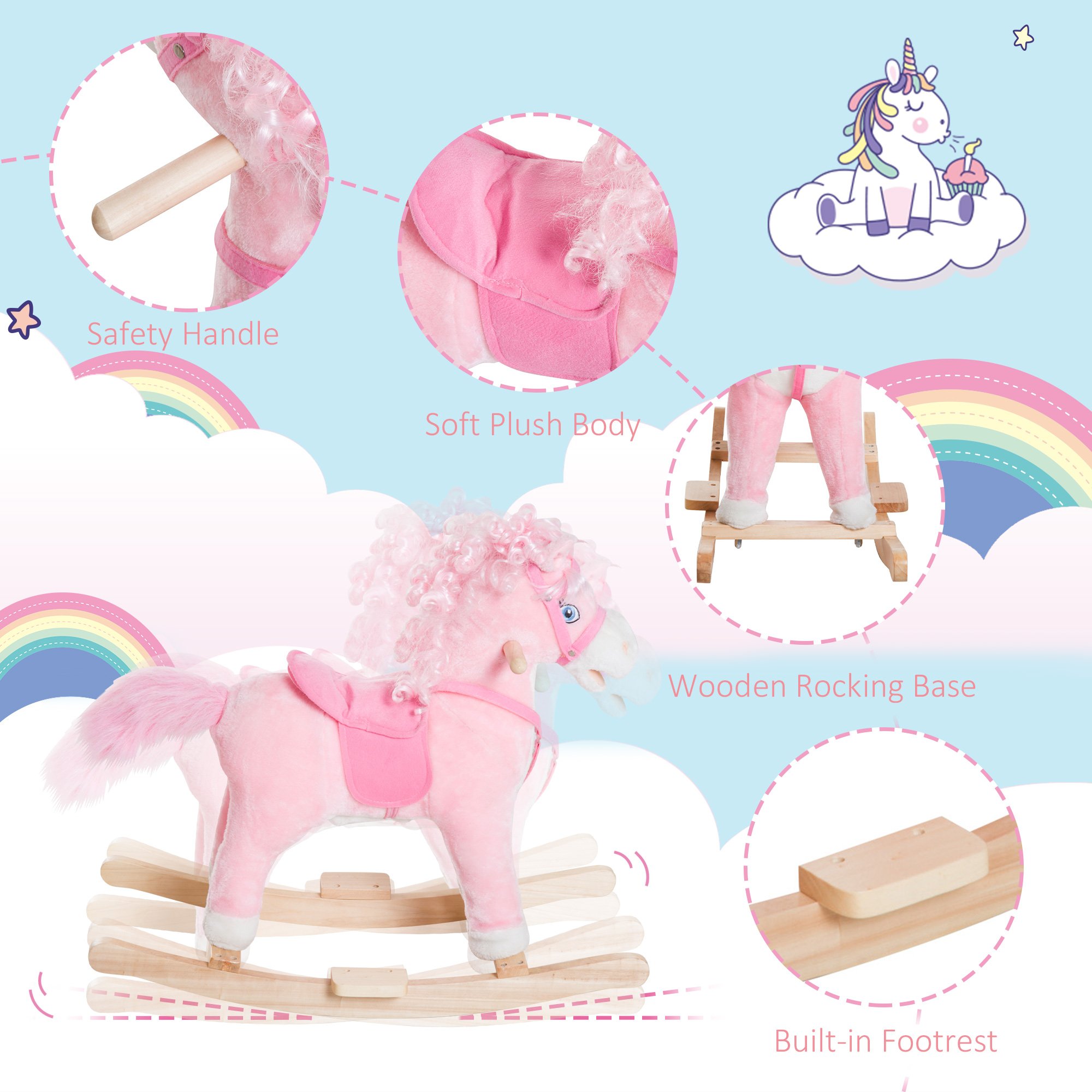 Plush Rocking Horse, Realistic Sounds, Swinging Tail, Pink, Ideal Birth Gift, Joyful Engaging, For 3 Years — image 8