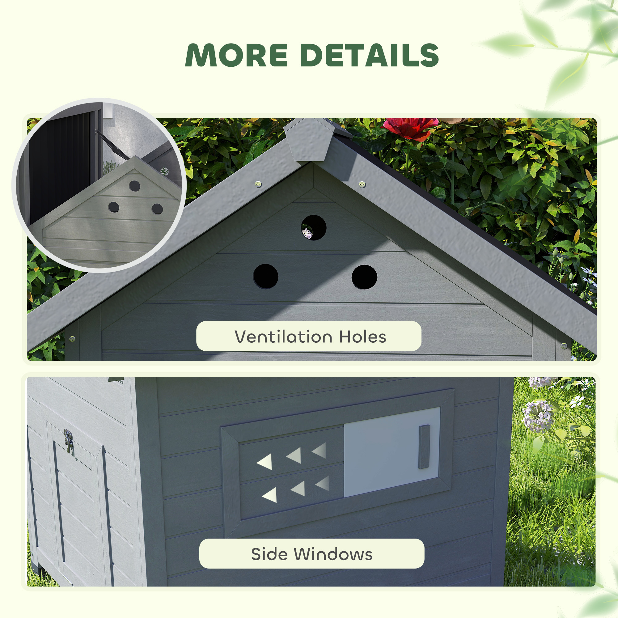 Casa de Madera para Mascotas con Techo Abordable y Puertas Dobles — imagen 5
