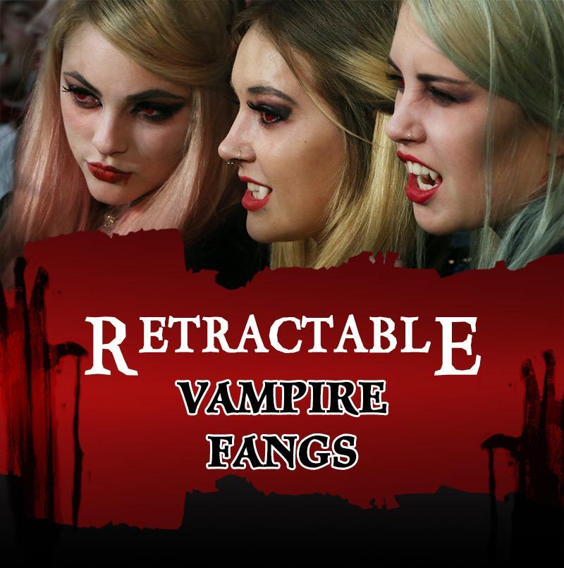 Halloween Vampire Teeth Retractable Dentures Zombie Teeth Small Tiger Teeth Vampire Fangs Retractable Dentures For Adult Kids — image 6