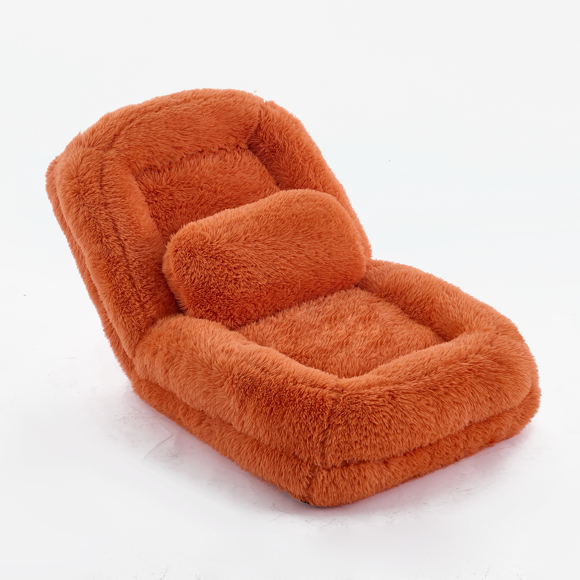 Human Dog Bed, Lazy Sofa, 5-Position Adjustable Convertible, Floor Gaming Chair, bedroom, living room, Suitable for gaming, meditation, relaxation, Plush Fabric, Orange — image 14