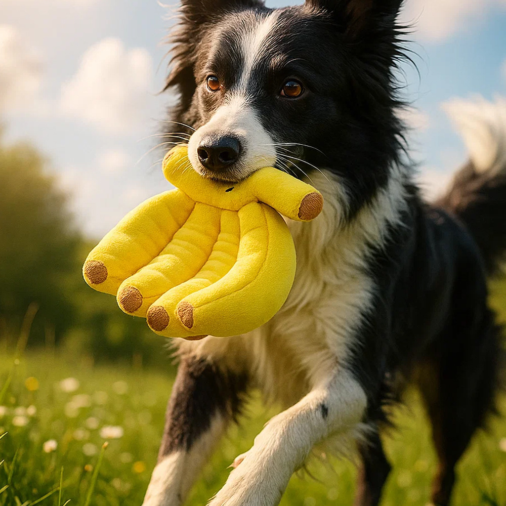 Dog makes noises and chews on plush banana toys fun and entertaining toy for dogs to relieve boredom — image 2