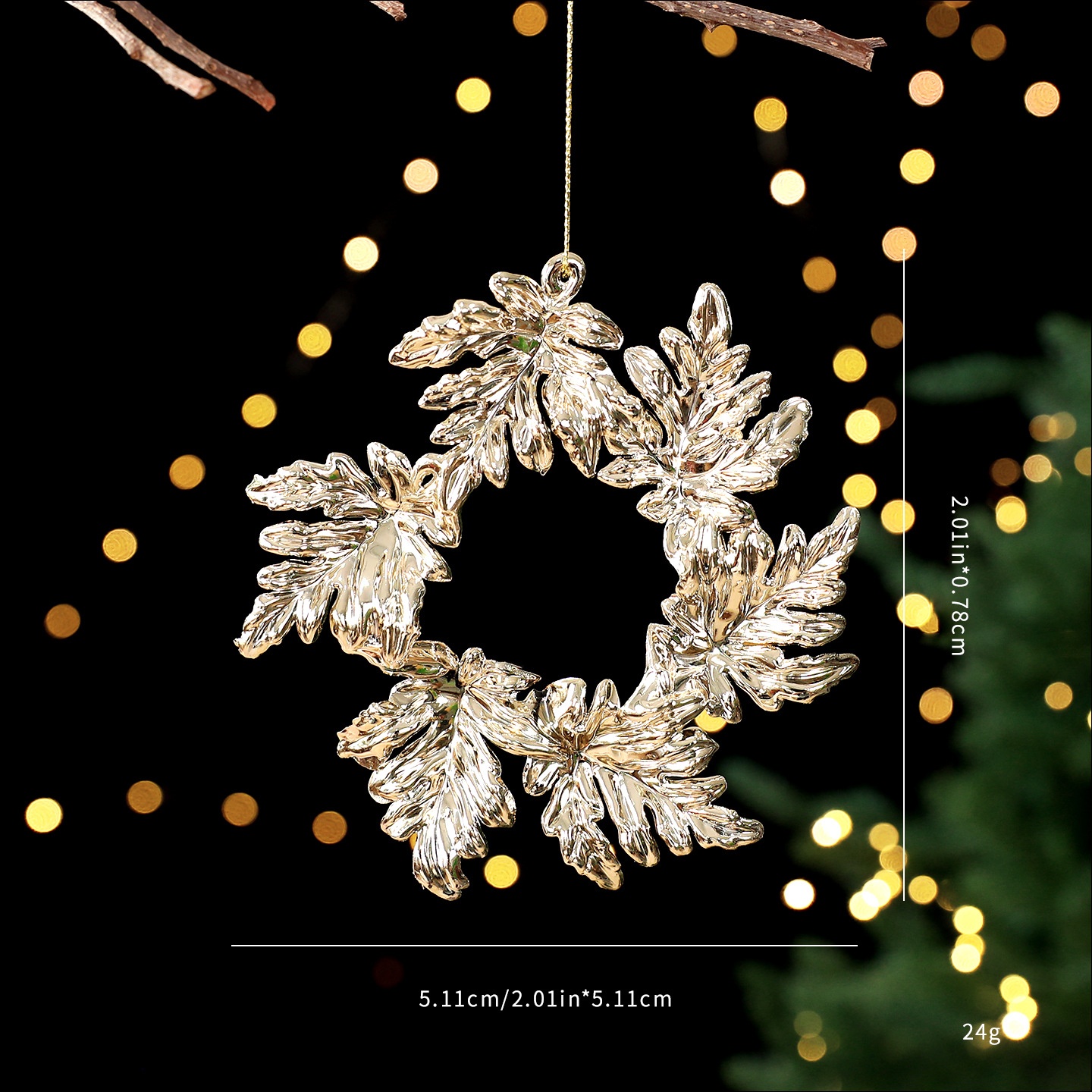 Festive Gold Plated Christmas Tree Ornament Accessories Snowflake Deer Holiday Decoration Hanging Decor — image 18
