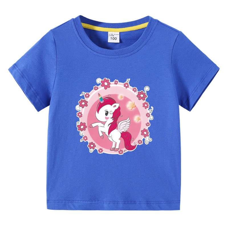 Unicorn children's summer outfit short sleeved T-shirt — image 14