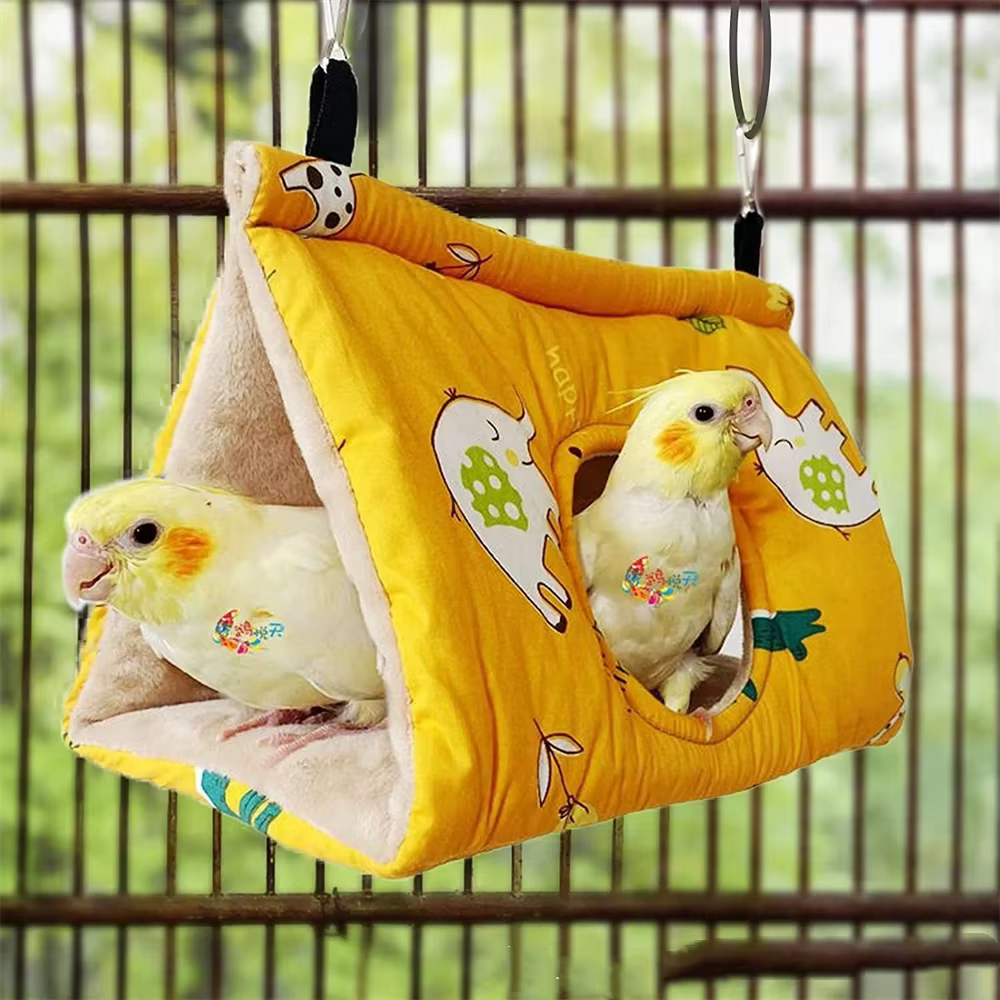 Winter Warm Bird Nest House Parrot Hanging Hammock Velvet Shed Hut Finch Cage Plush Birds Hideaway Pet Sleeping Bed Perch Swing — image 1