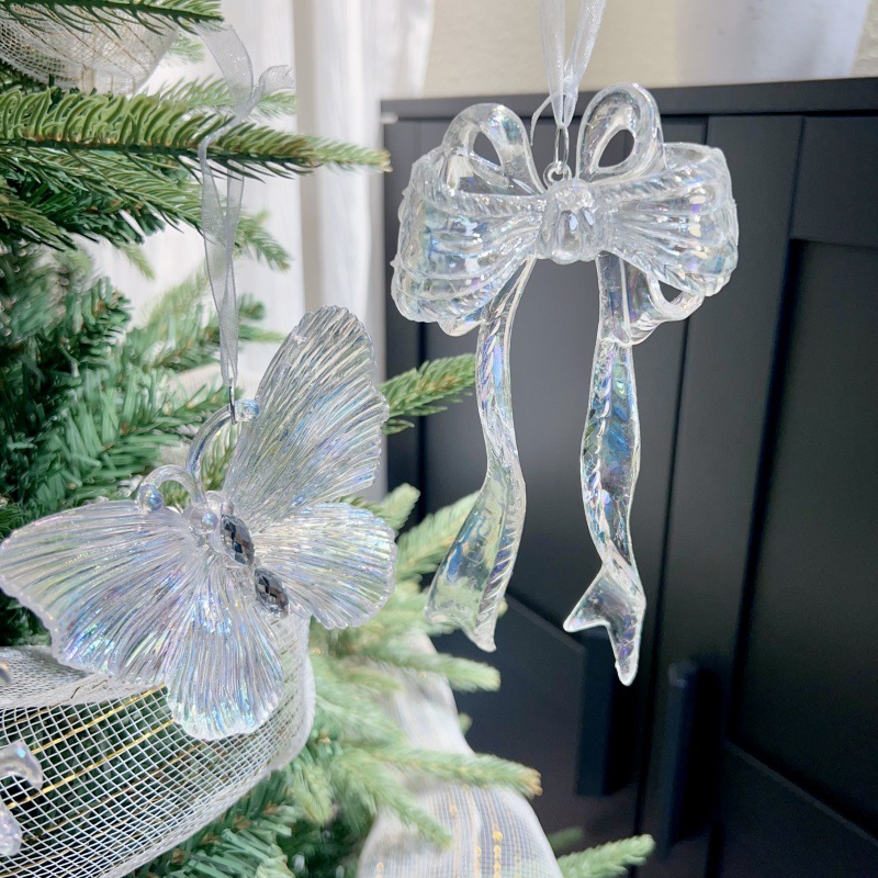 Christmas Tree Decoration Transparent Acrylic Colorful Bell Butterfly Shape Ornament — image 5