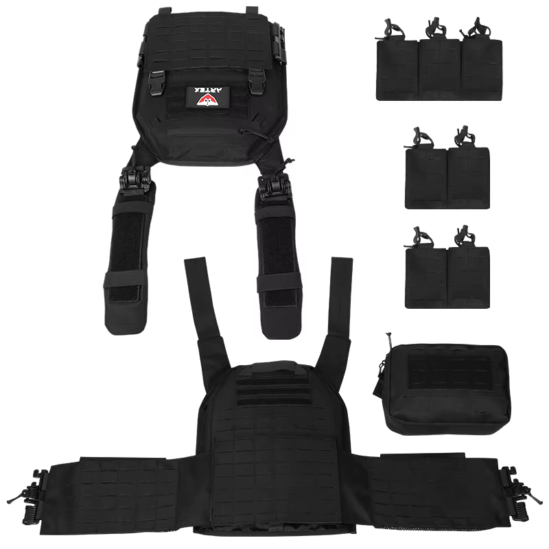 Chaleco táctico de combate Artex 6094, nuevo, ligero, de liberación rápida, corte láser, negro, equipo portador para airsoft y equipo de combate — imagen 3
