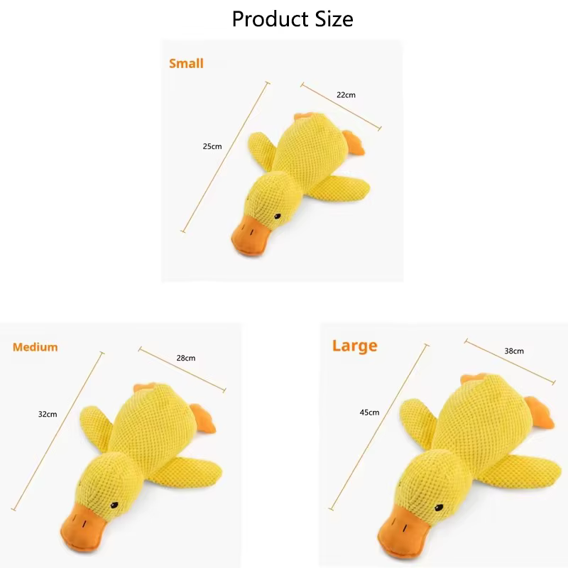 Perro durmiendo con un abrazo de juguetes de pato amarillo para aliviar la aburrición de juguete de peluche interactivo de mascota pequeña — imagen 6