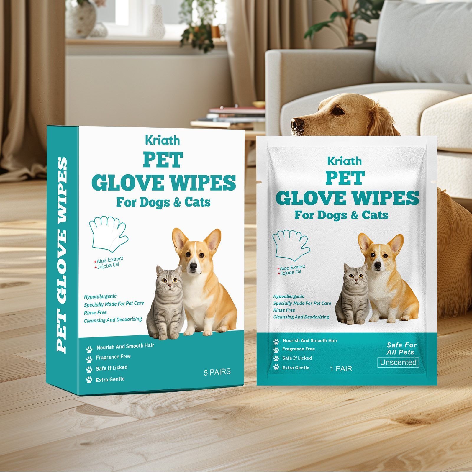 Kriath Disposable Pet Glove Wipes, 5 Pieces — image 4