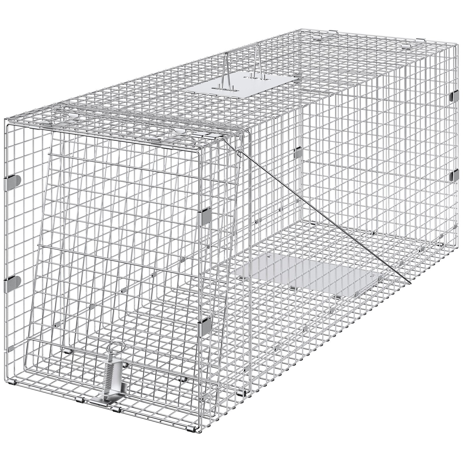 VEVOR Live Animal Cage Trap, Humane Cat Trap Galvanized Iron, Folding Animal Trap With Handle For Stray Dogs, Armadillos, Raccoons, Marmots, Foxes — imagen 4
