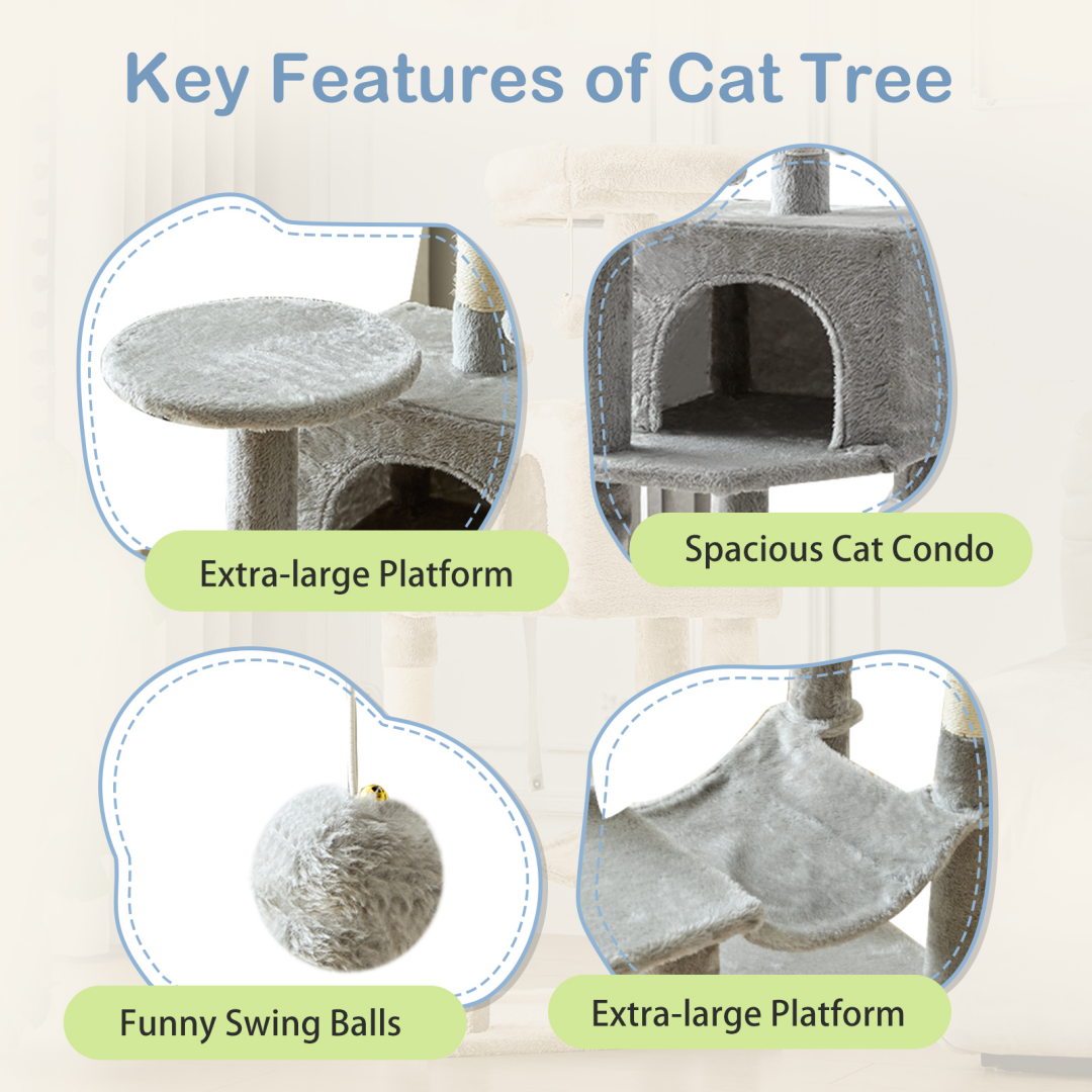 Torre para Gatos de Alto Rendimiento: Arbol Climático con Postes de Escarbar de Sisal Natural — imagen 19