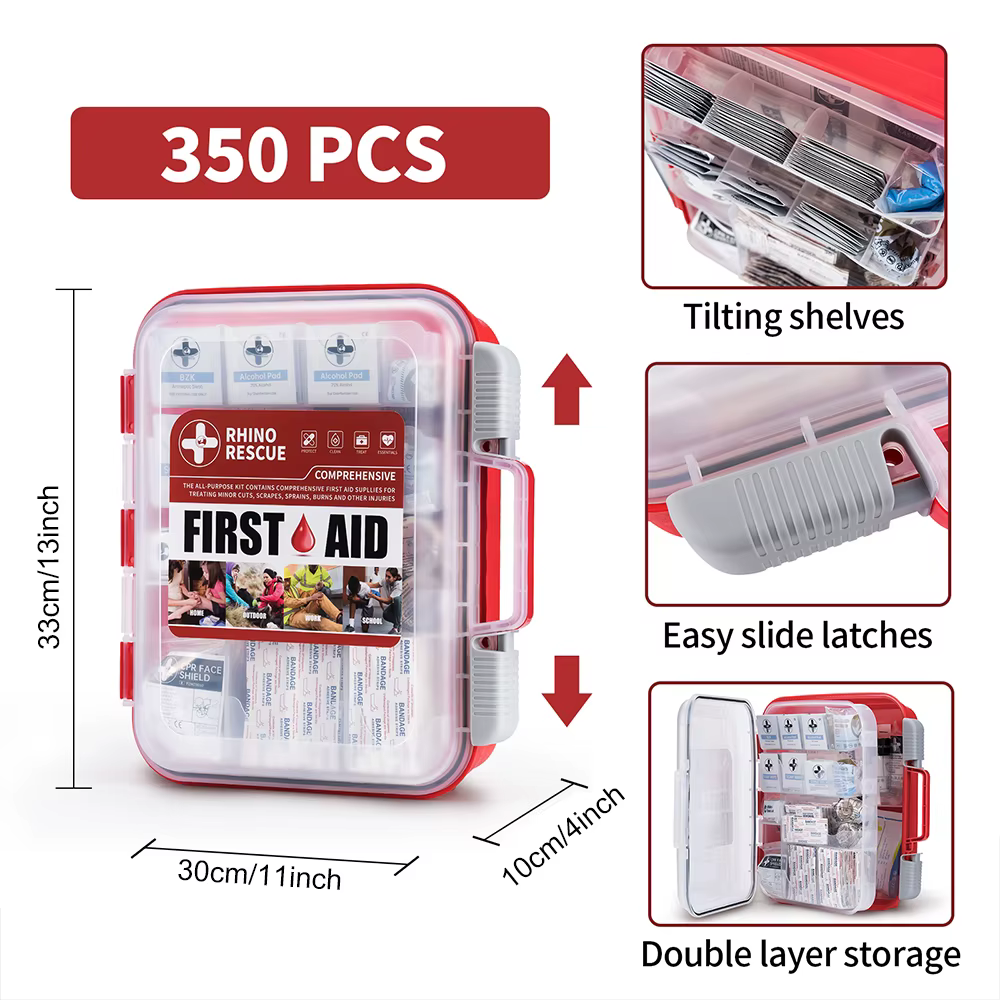 RHINO RESCUE 350 Pieces OSHA All-Purpose First Aid Kit, Home & Office Professional Medical Supplies, for Emergency, School — image 4