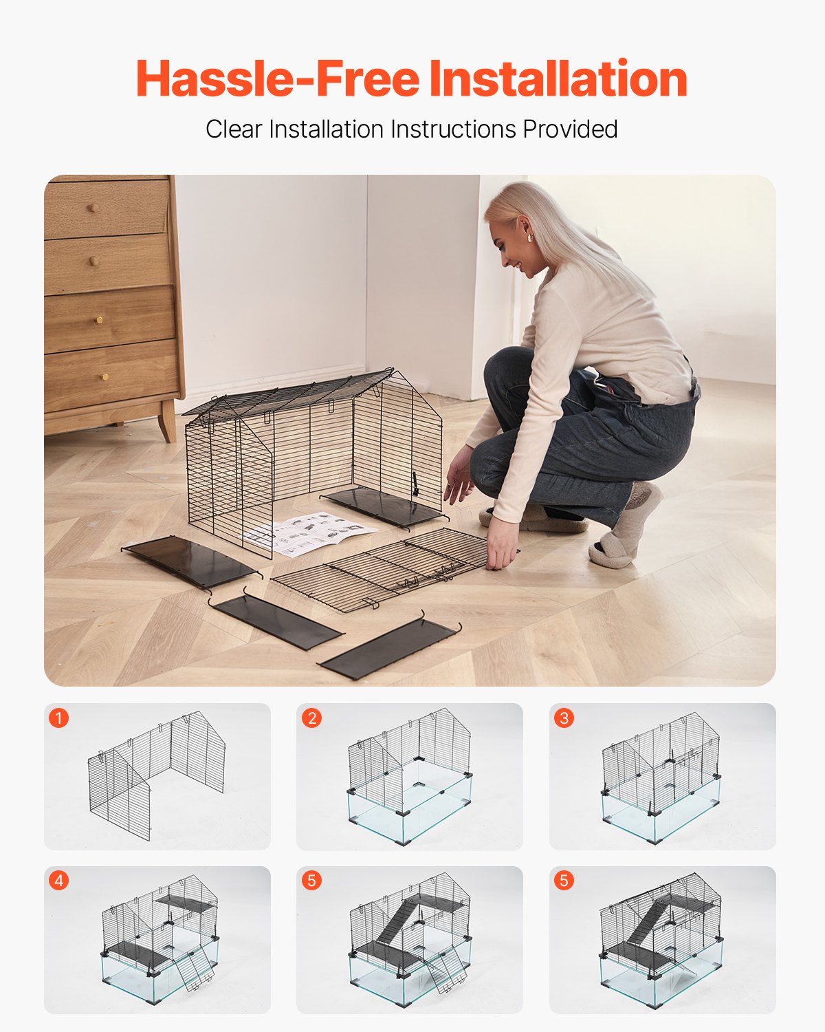 Caja de Habitat para Hamsters con Cable 22.8" Casa Segura para Roedores Pequeños — imagen 4