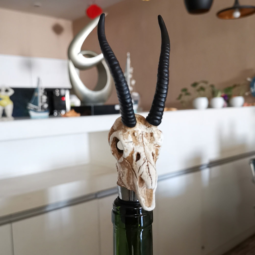 Antelope horn skull wine cork red wine bottle ornament — image 8