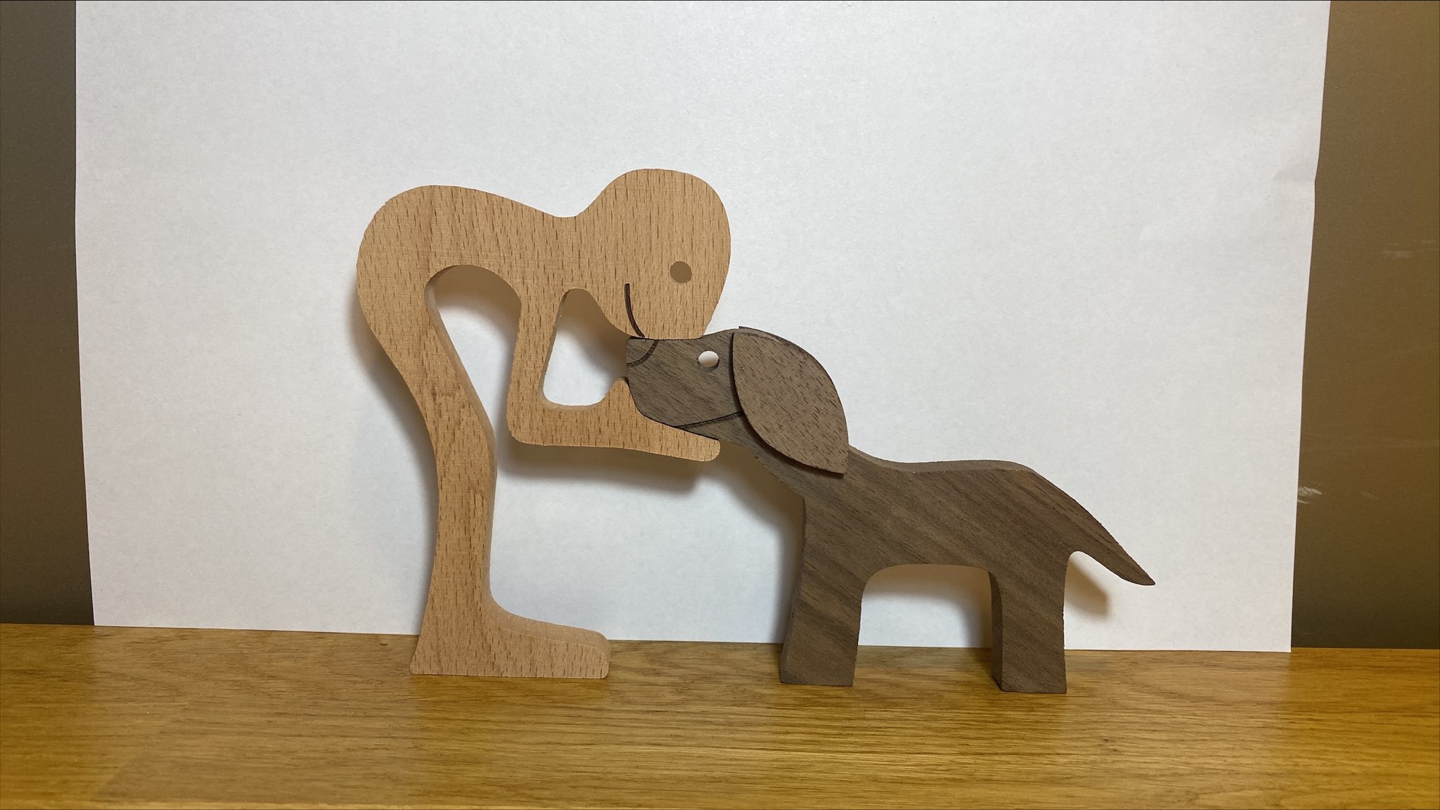 Escultura de Madera para Decoración de Hogar con Perro y Dueño - Regalo de Navidad para Amantes de los Animales — imagen 19