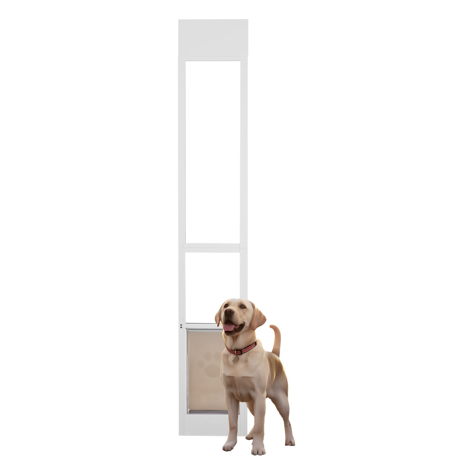 Dog Door For Sliding Glass Door, 75 7/8"-80 11/16" Adjustable Height Doggy Door For Sliding Doors, Aluminum Frame Tempered Glass Pet Door With Hinge Structure Flap And Lock For Medium-Sized Dogs — imagen 1