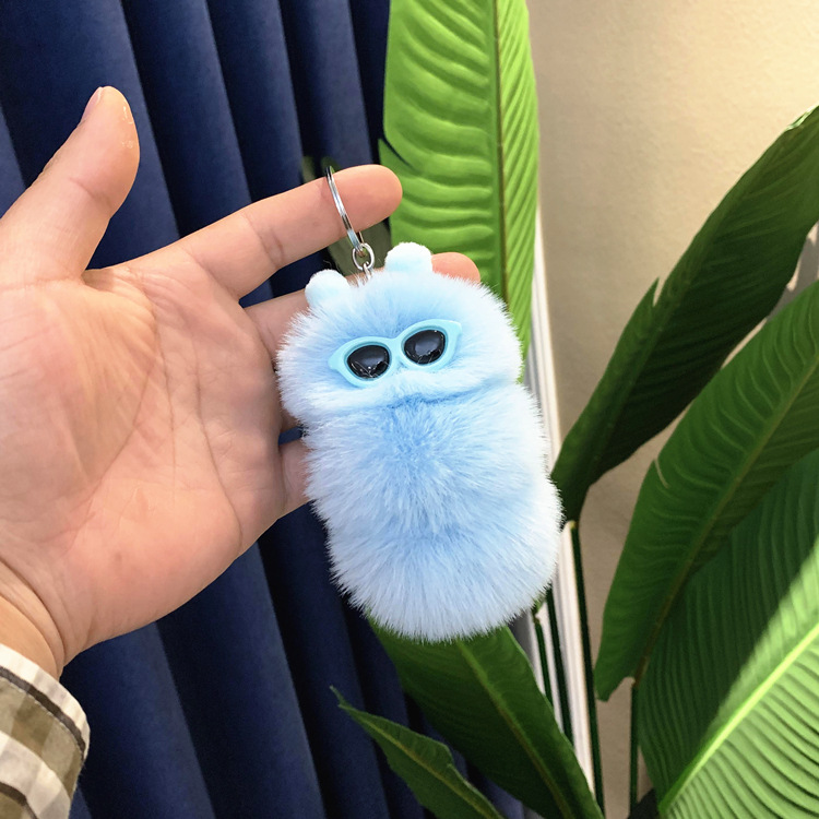 New Cute Caterpillar Key Chain Cute Candy Color Cartoon Plush Bag Pendant Car Key Chain Accessories — image 3