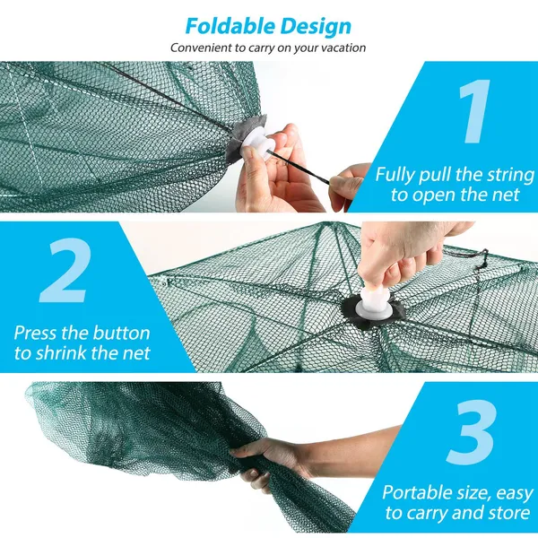 Red de Pesca Portátil Plegable Trampa para Cangrejos y Camarones con Cebo — imagen 3