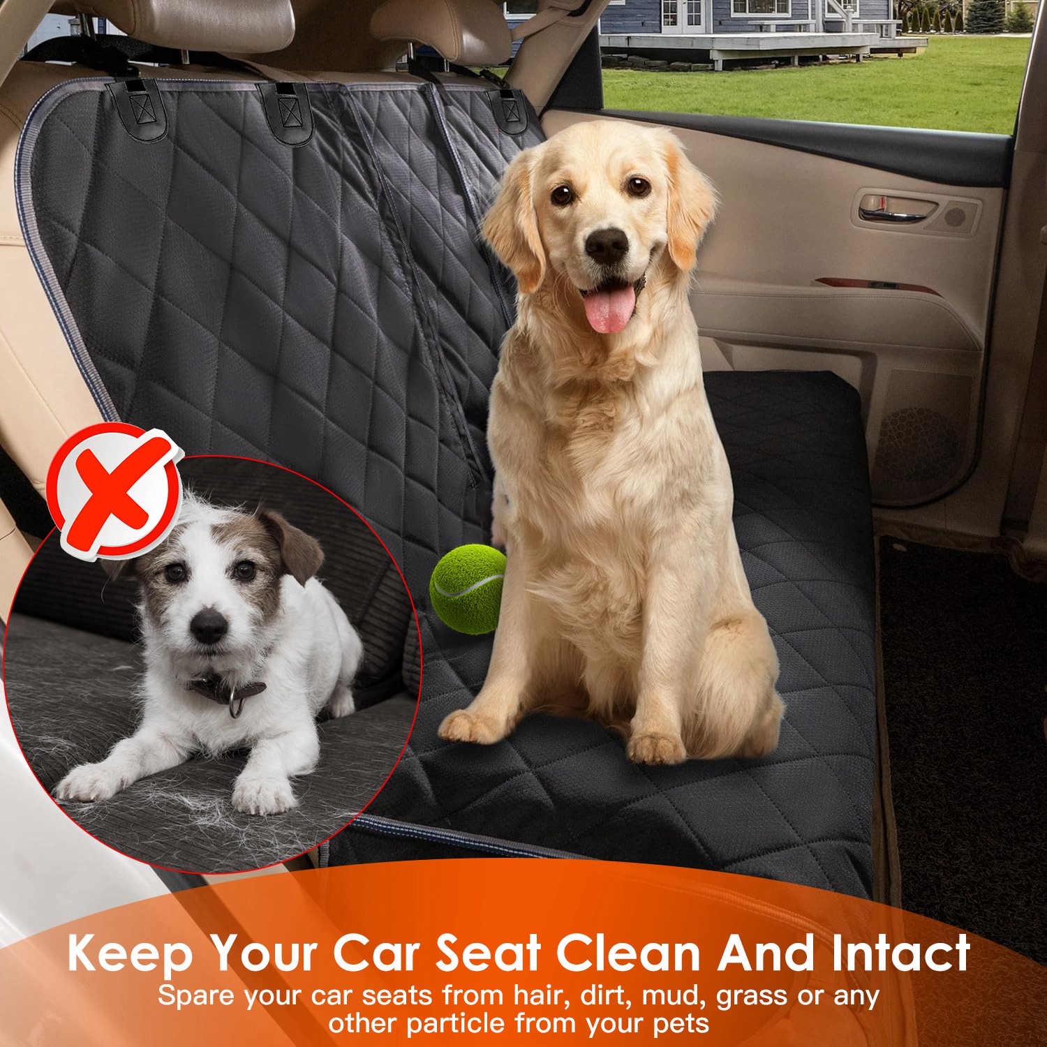 Funda de Asiento Trasero para Perro Impermeable y Resistente a Rasguños, Protector Trasero para Mascotas, con Cinturón de Seguridad para Perro, para Auto Camioneta SUV — imagen 8