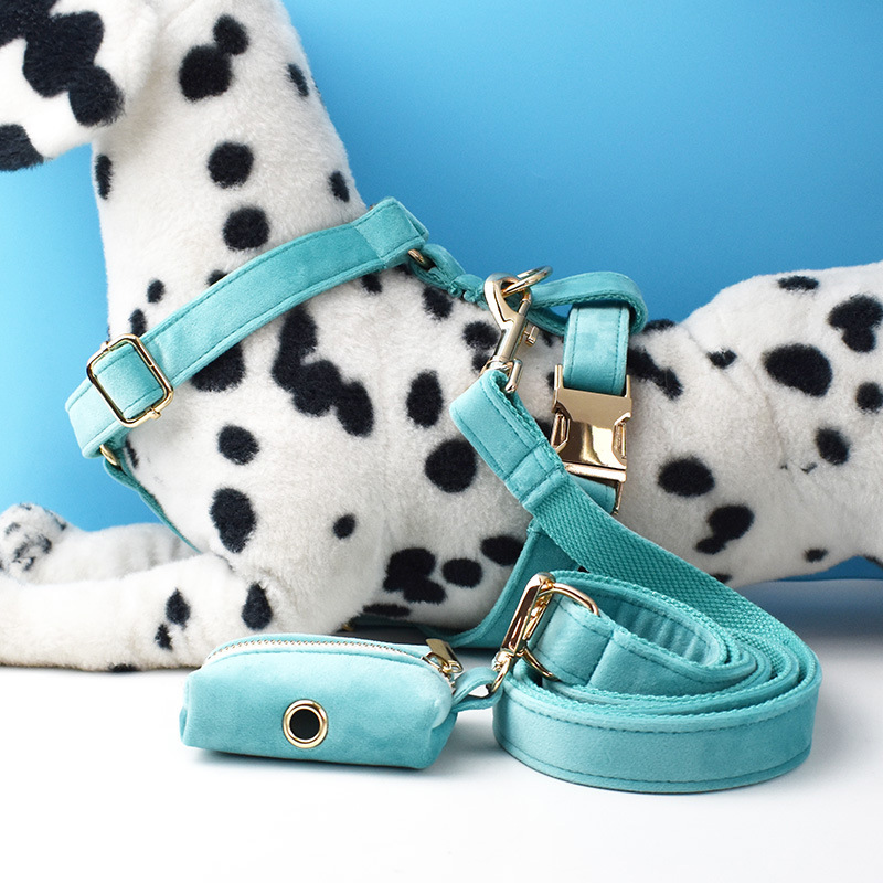 Green velvet medium-sized anti slip small dog golden fur collar traction rope — image 4