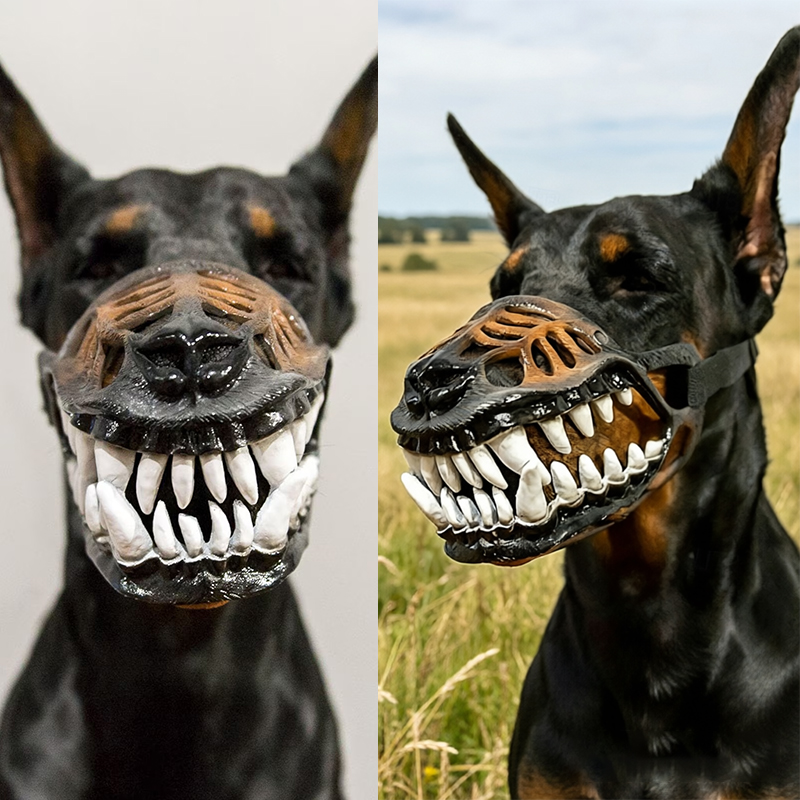 Dinosaur Dog Mask with Moving Teeth, Latex Funny Pet Hood for Halloween Cosplay & Photo Props — image 14
