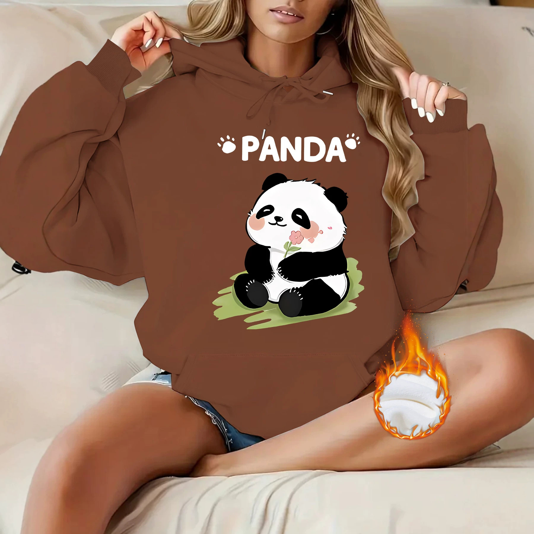 Top hoodie cartoon panda pattern — image 4