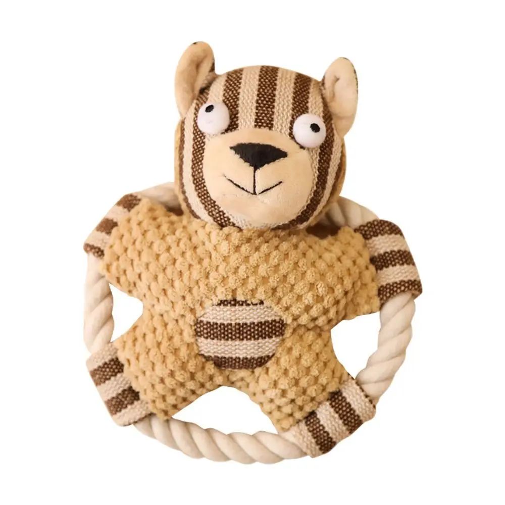 Pet Cotton Rope Toy Dog Sound Canvas Molar Teeth Cleaner Bite-resistant Rope Knot Training Dog Toys Dog Toothbrush Dog Toys — image 6