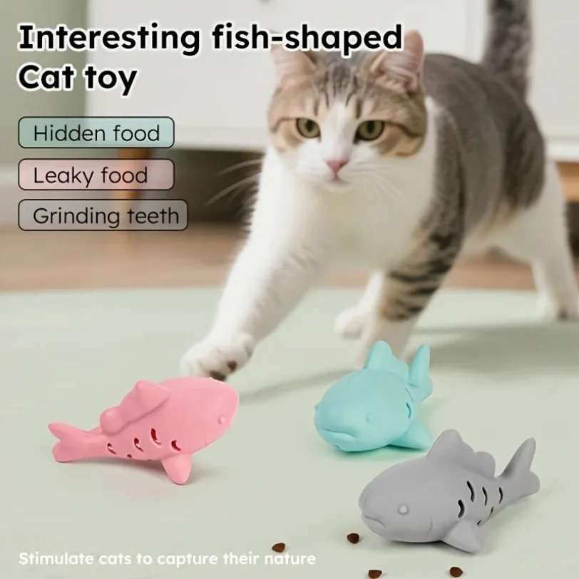 Silicone fish young cat pet teasing cat gnawing and hiding food — image 5