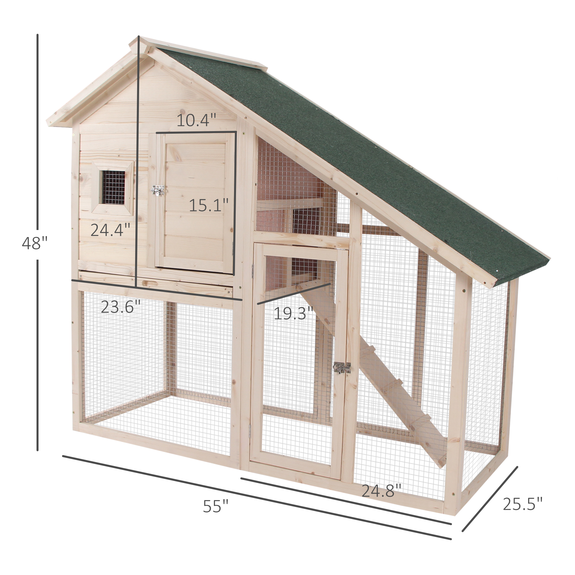 55" L 2-Tier Wooden Rabbit Hutch Bunny Cage — image 4