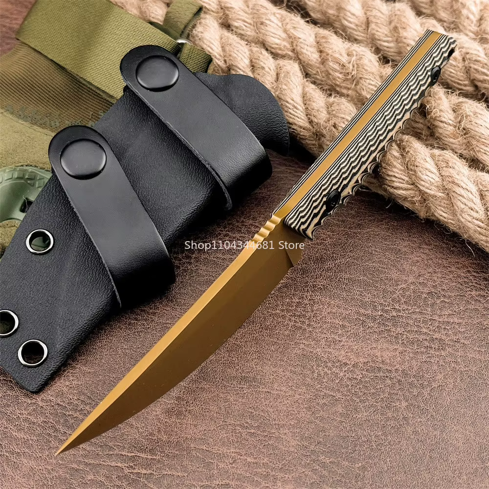 Outdoor Multi-fuctional Straight Knife Full Tang 8Cr13Mov Fixed Blade Knife G10 Handle and Sheath Camping Fishing Essential Tool — image 2