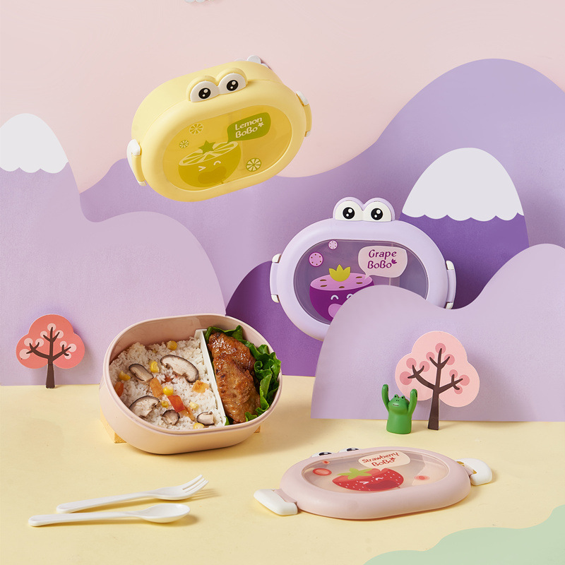 Cute little frog portable microwaveable lunch box with compartments fruit box lunch box — imagen 3