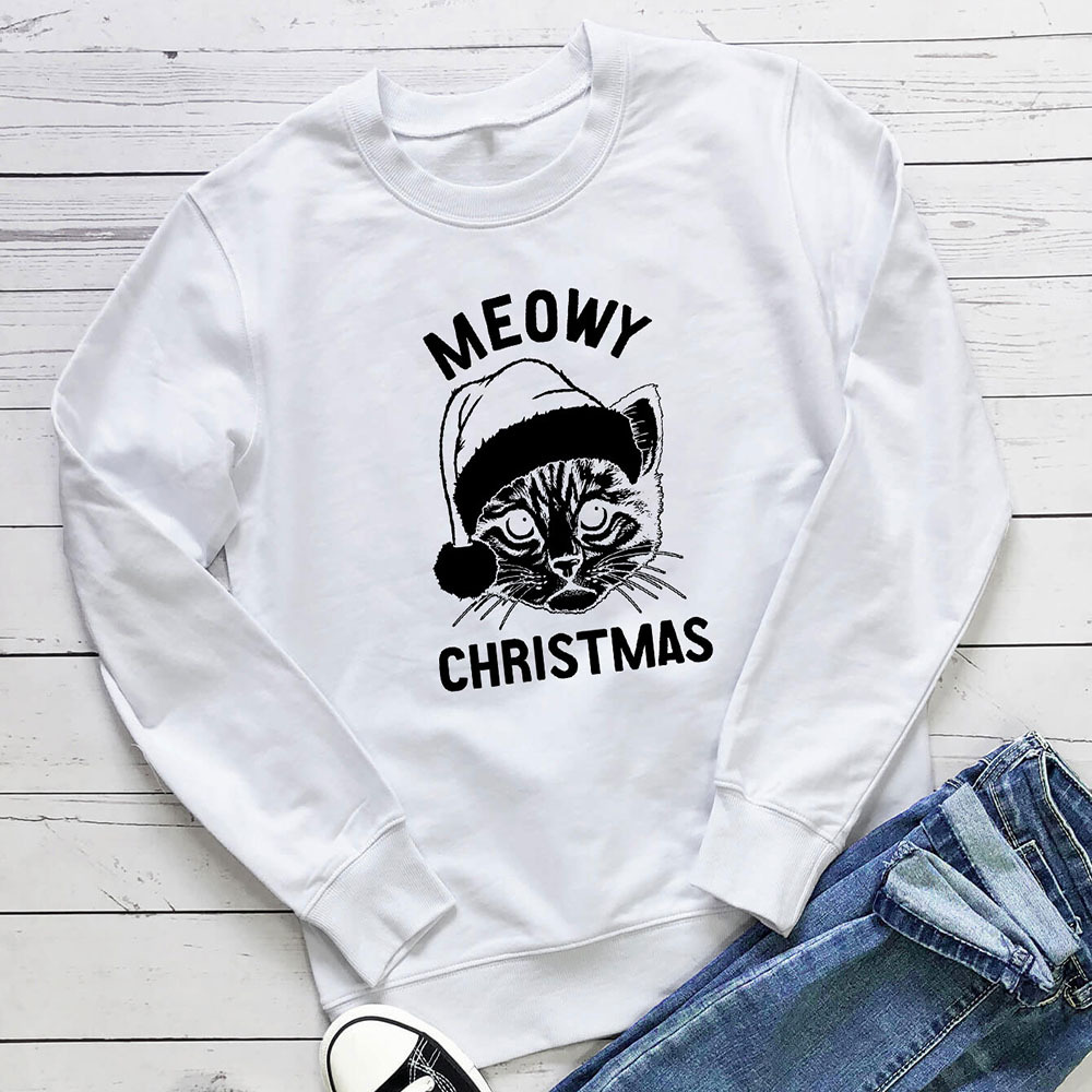 Letter printed cat round neck hoodie — image 3