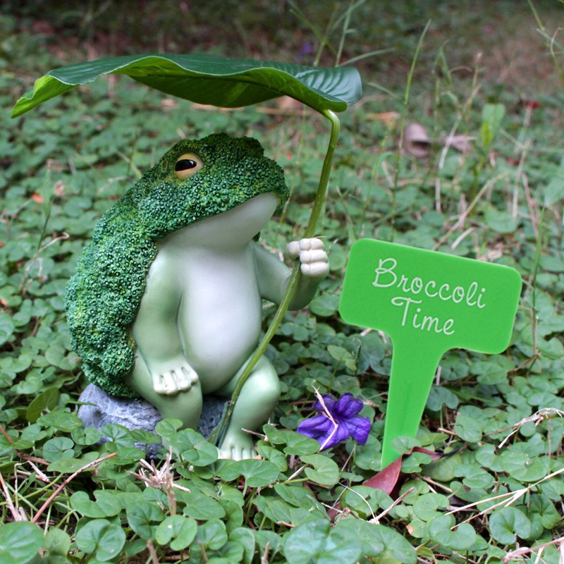 Ornamento de rana de brocoli para jardín de patio paisaje animal roca — imagen 4