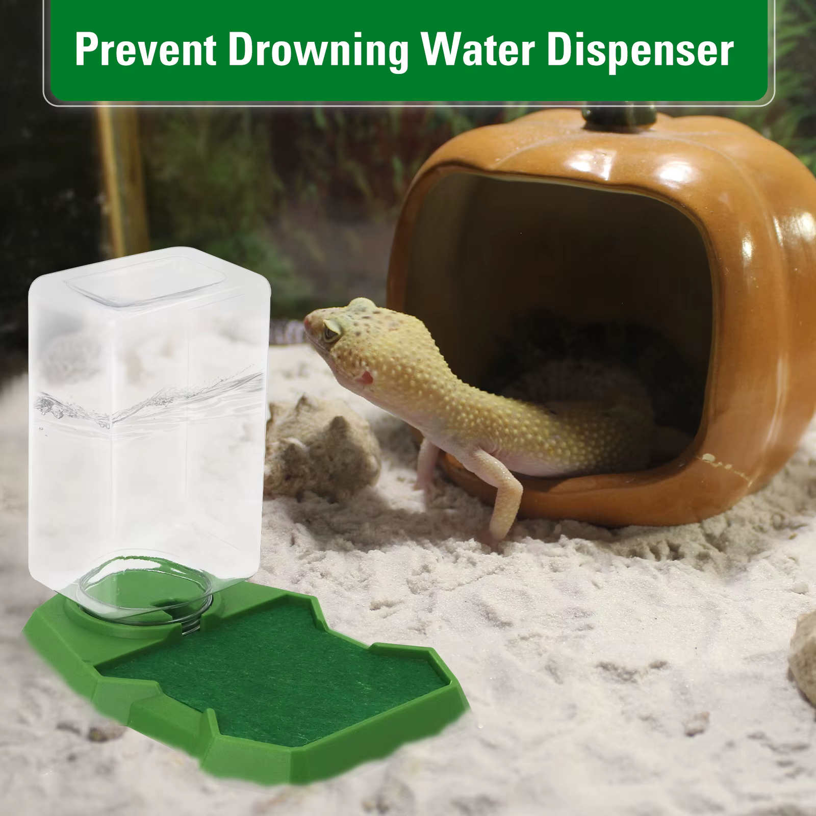 Reptile Automatic Water Drinker Feeder with Absorbent Cotton Drinking Bowl for Pet Lizard Terrariums and Habitats Drink Bottle — imagen 3