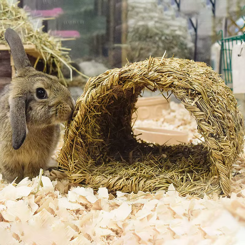 ABKJ - Casa de Hierba Tejida Tipo Túnel para Acostarse o Dormir, Casa Comestible para Masticar, para Conejos, Chinchillas y Otros Animales Pequeños — imagen 3