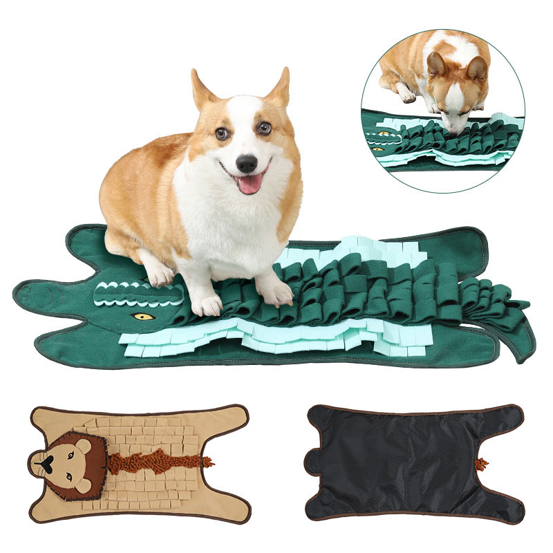 New Lion Crocodile Dog Sniff Pad Creative Choke Prevention Training Pet Slow Food Pad Game Blanket With Ring Paper — image 3
