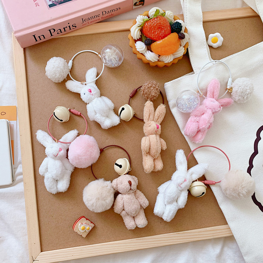 Cute Girl Cute Pendant Plush Doll Bunny Doll Bag Pendant Soft Cute Accessories Key Chain Ring — image 2