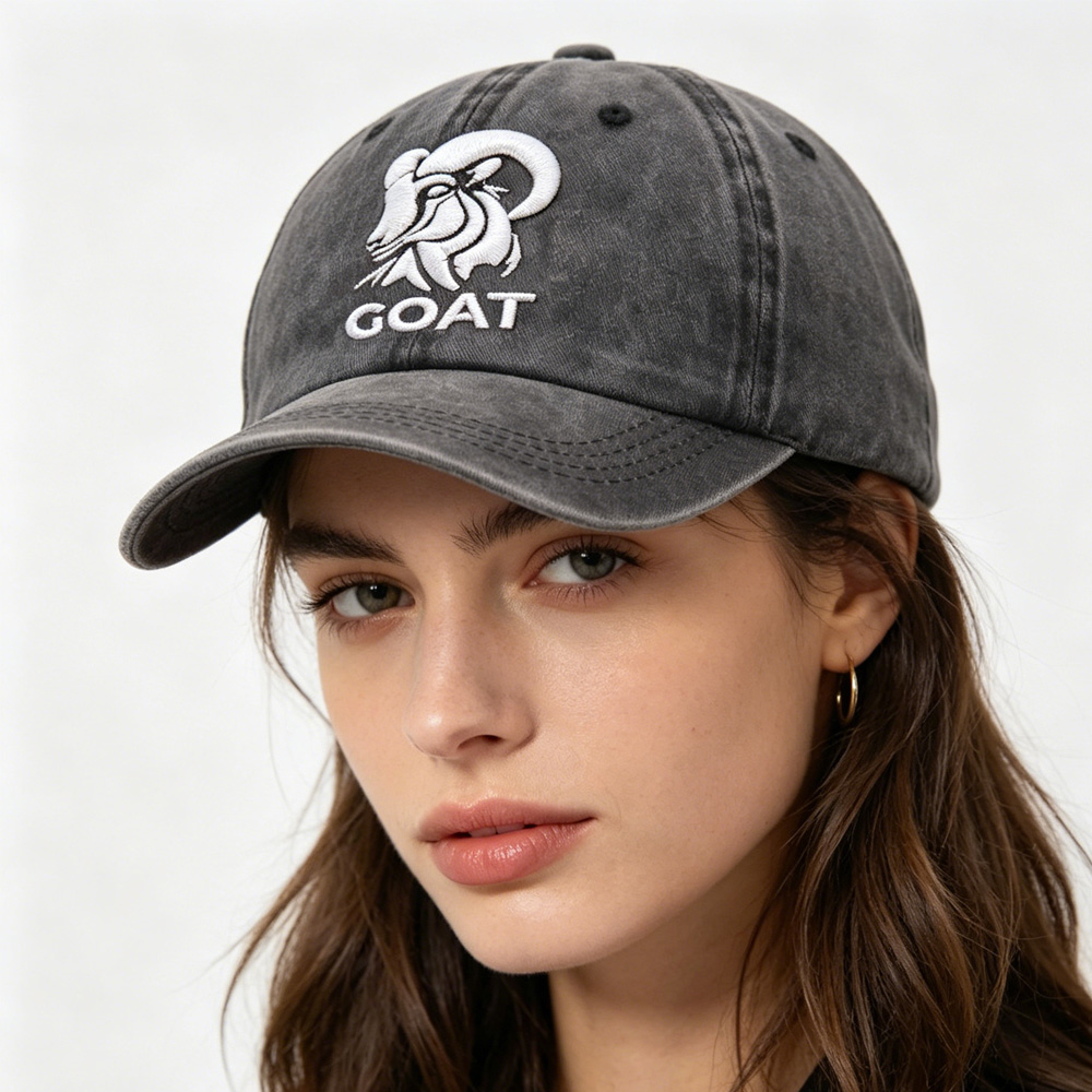 2 gorras de béisbol bordadas de carnero GOAT - Gorra de algodón lavado estilo vintage, ajustable, perfil bajo sin estructura, gorra casual para exteriores para hombres y mujeres — imagen 7