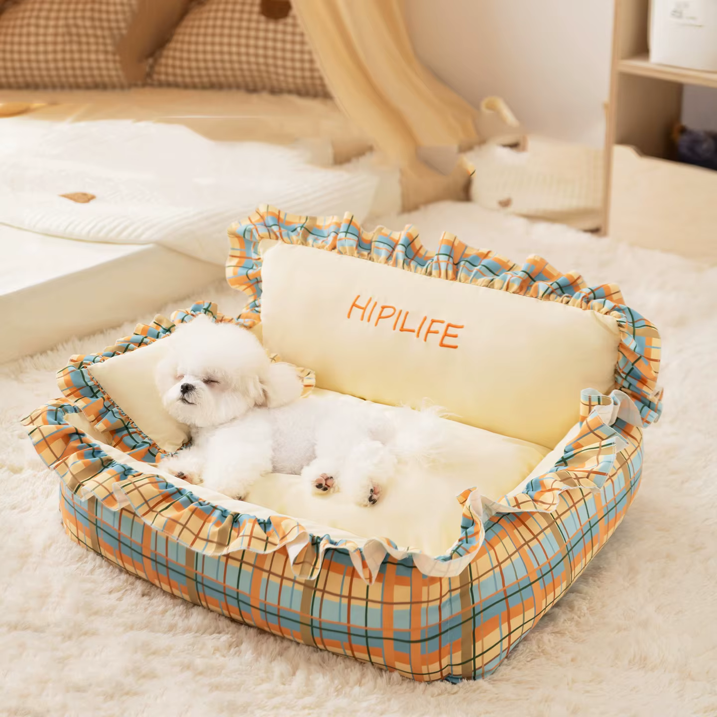 Dog Bed Pet Beds Accessories Supplies Dogs Winter Baskets Fluffy Bedding Warm Mat Sofa Big Accessory Small Breeds Puppy Cats — image 5