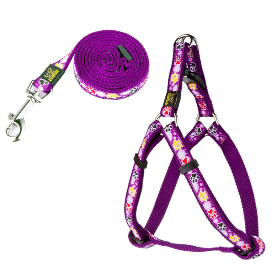 New Dog Paw Print Nylon Leash Collar (With Leash) Set Of Pet Supplies — image 6