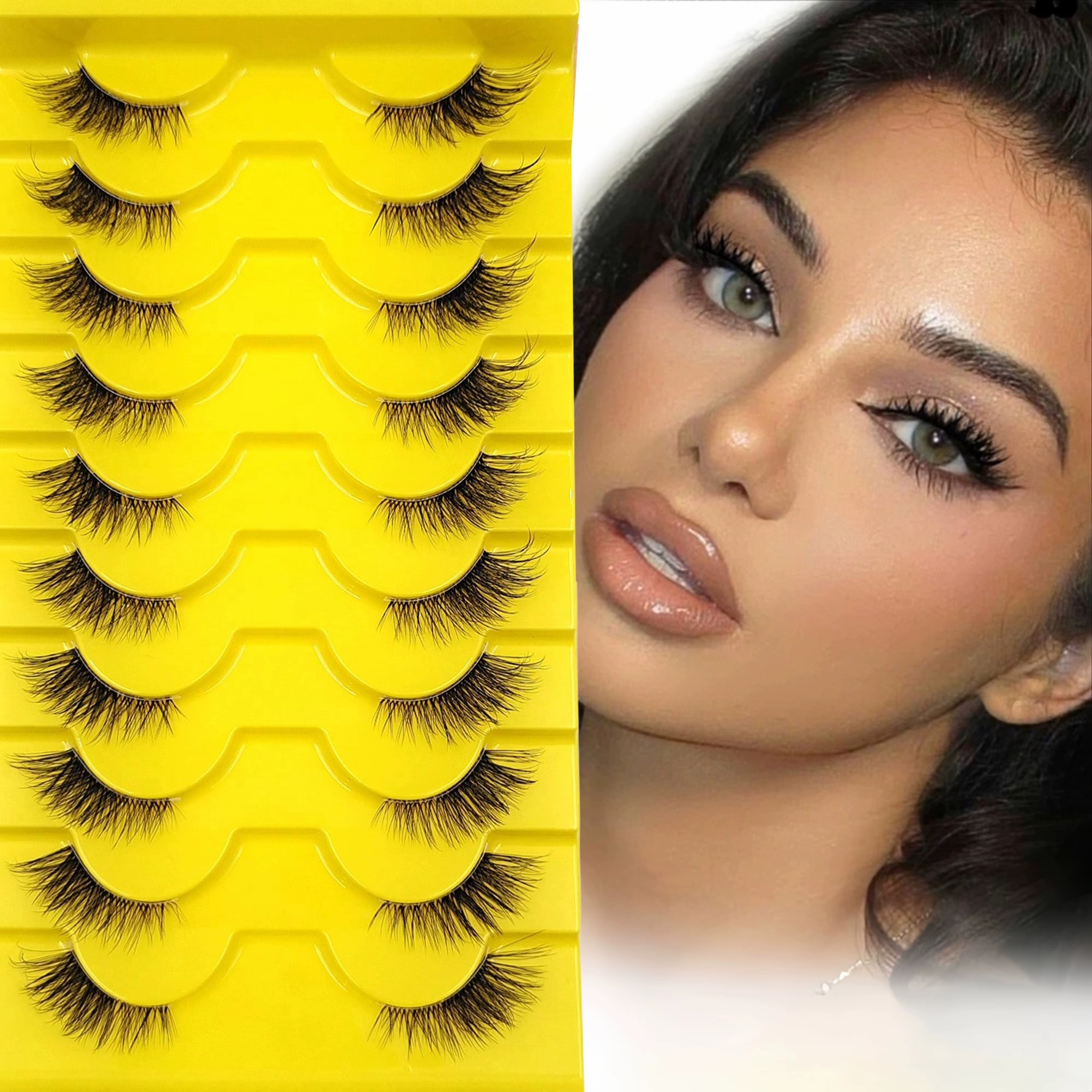 10 Pairs Elegant Faux False Eyelashes, Wispy Cat Eye Design for Natural Fluffiness - Perfect for Everyday Glam — image 1